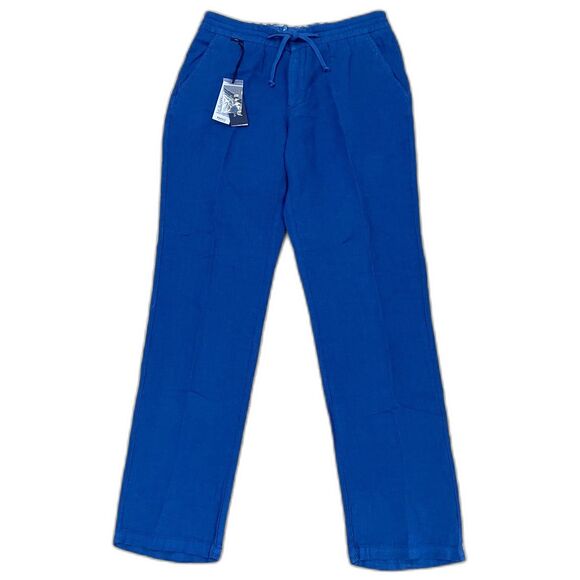 04651/ A Trip in a Bag Men's NWT Casual Pants Sz L US In Solid Blue Linen Jogger - Picture 1 of 8
